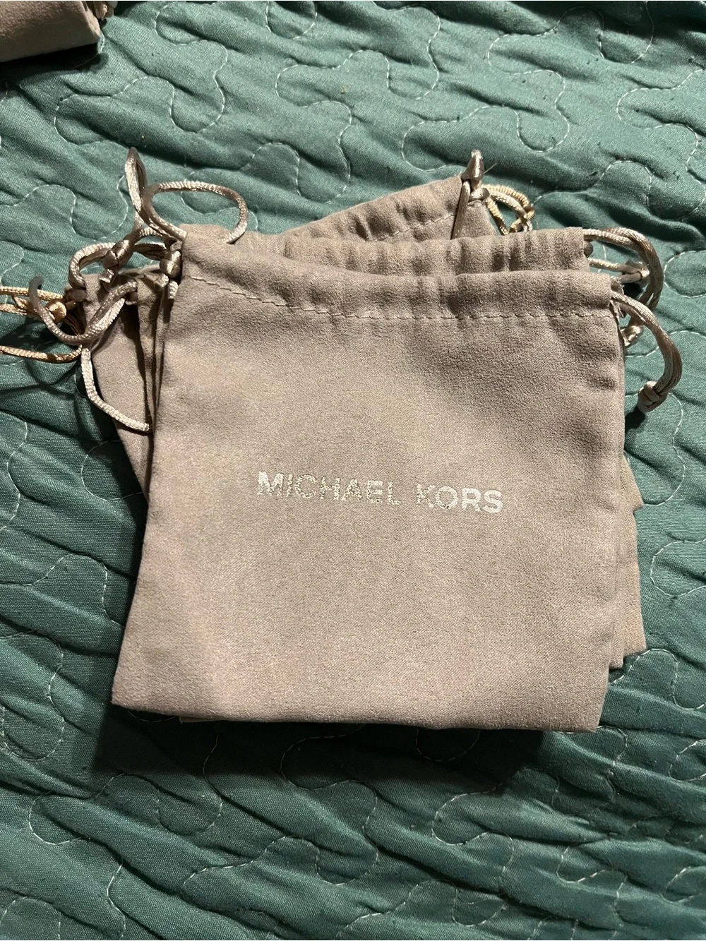5 Michael Kors Gray Drawstring Suede Jewelry Pouch